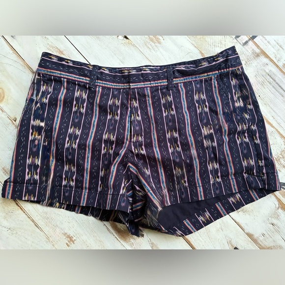 GAP City Short Chino Aztec Stripes Navy Blue casual boho everyday preppy 14 EUC - Picture 13 of 16